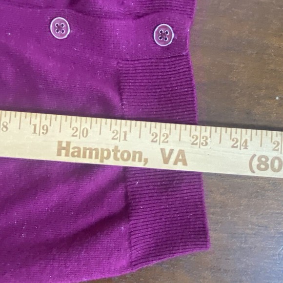 Nicole Miller Metallic Plum Berry Cardigan Sweater Size Small - Picture 13 of 14